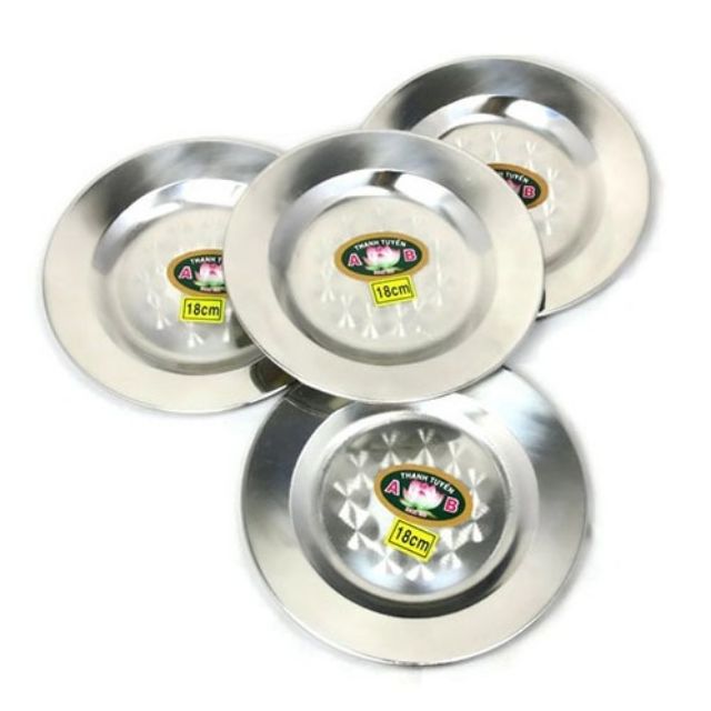 Combo 2 đĩa inox đẹp 18cm