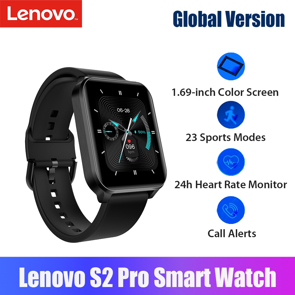 Global Version Đồng hồ thể thao thông minh Lenovo S2 Pro màn hình cảm ứng 1.69 Inch chống thấm nước mức Ip67 dành cho Android Ios