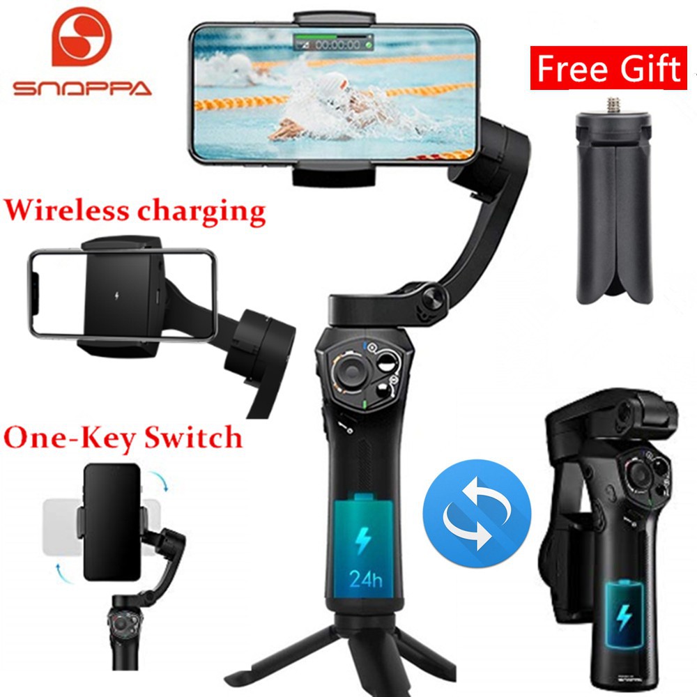 ♤✐❧Còn hàngSnoppa Atom có ​​thể gập lại 3 trục Gimbal Ổn định cầm tay cho iPhone X Samsung s10 Xiaomi GoPro Smartpho