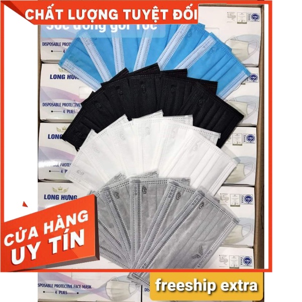 Khẩu Trang Y tế 4 Lớp Vải Kháng khuẩn 🍓FREESHIP🍓 FULL 4màu Xanh/Xám/Đen/Trắng