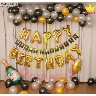 Set Bóng Trang Trí Sinh Nhật Tông Đen Vàng