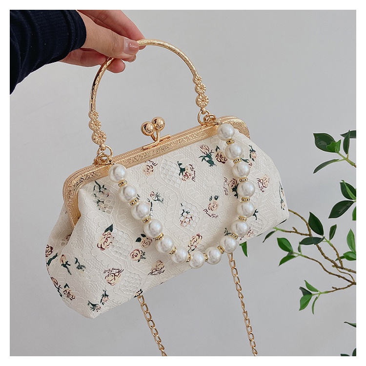IELGY Lace Pearl Ladies Chain Hand Messenger Bag