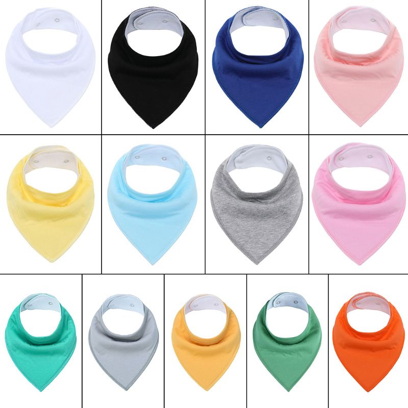 Set 8 Yếm Ăn Cotton Hình Tam Giác Màu Sắc Đáng Yêu Cho Bé