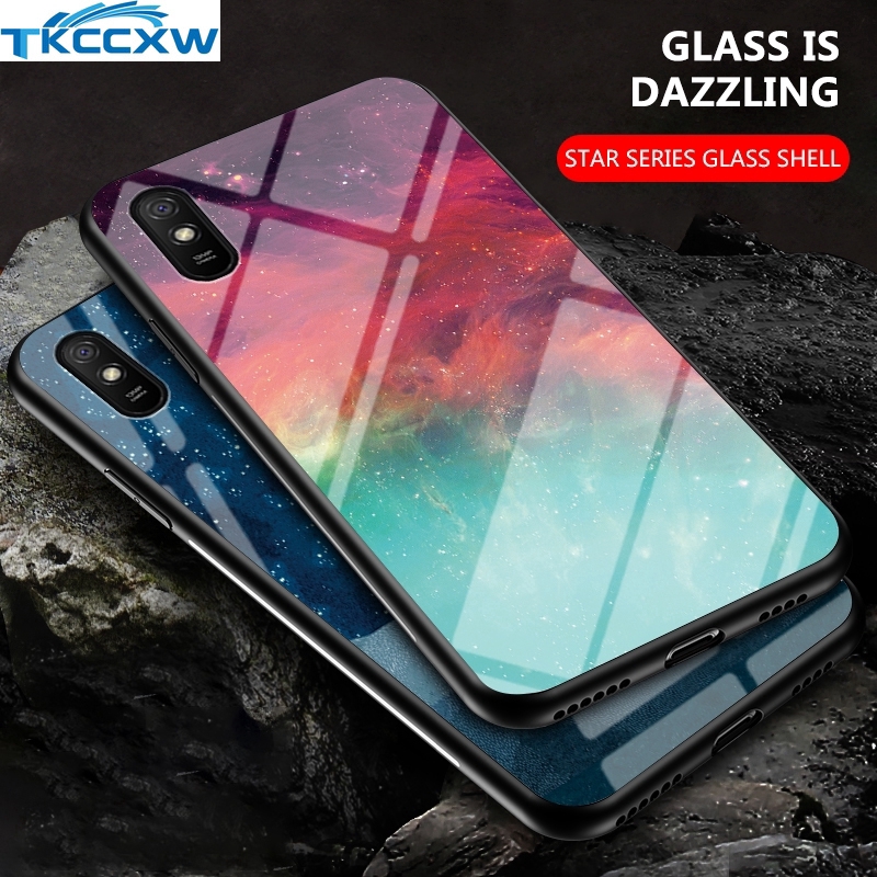 Xiaomi Poco M2 Pro Redmi 9 9A Note 9 Pro Max Note 9s Case Starry Sky Tempered Glass Soft Silicone Frame Hard Phone Cover