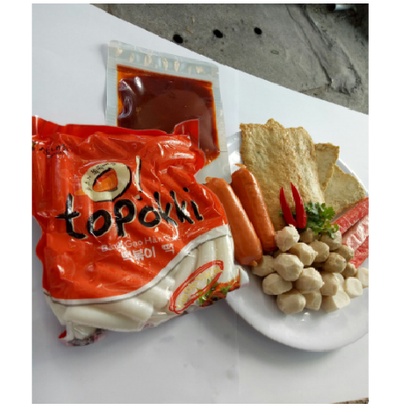 Bánh gạo 500gr + 120gr sốt+ đồ nấu lẩu tokbokki