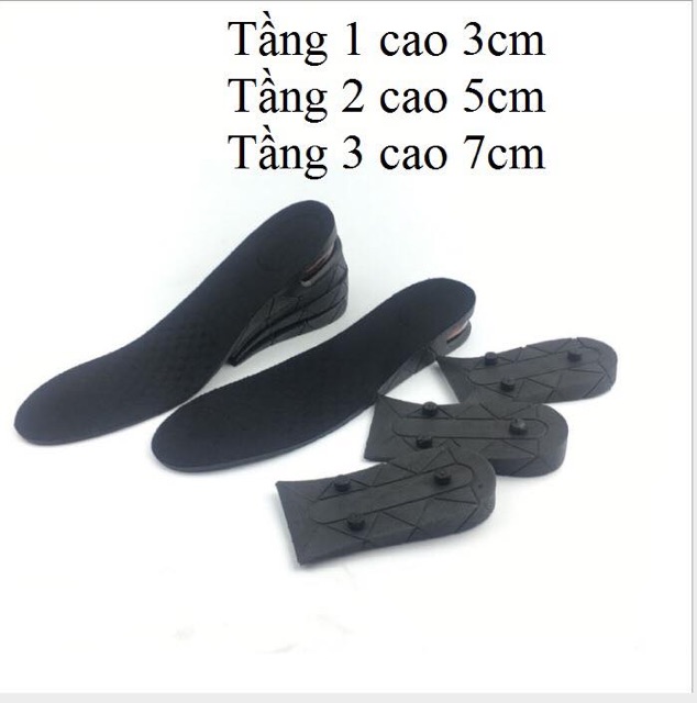 Lót giầy 3 tầng tăng chiều cao 7cm có thể tháo giảm tầng