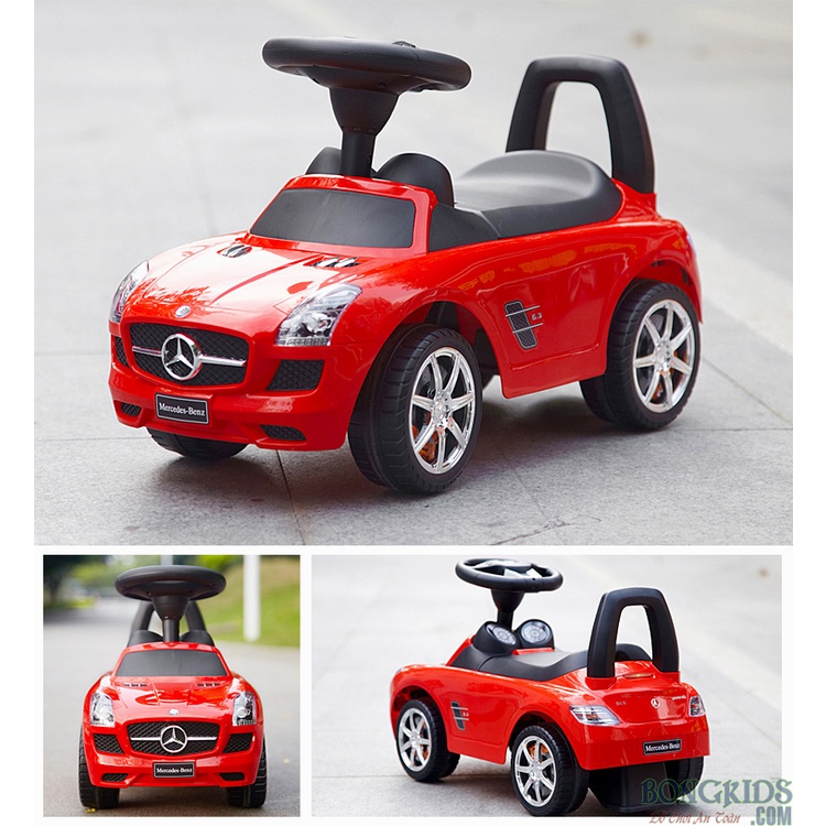 Xe ô tô chòi chân, bám tập đi Mercedes 332 cho bé 1-4 tuổi màu đỏ, trắng có nhạc còi vui nhộn