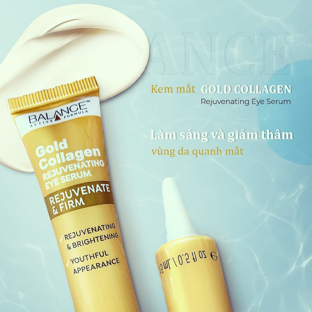 Combo Serum + Kem Mắt Trẻ Hóa Da Balance Active Formula Gold Collagen Rejuvenating 30ml + 15ml