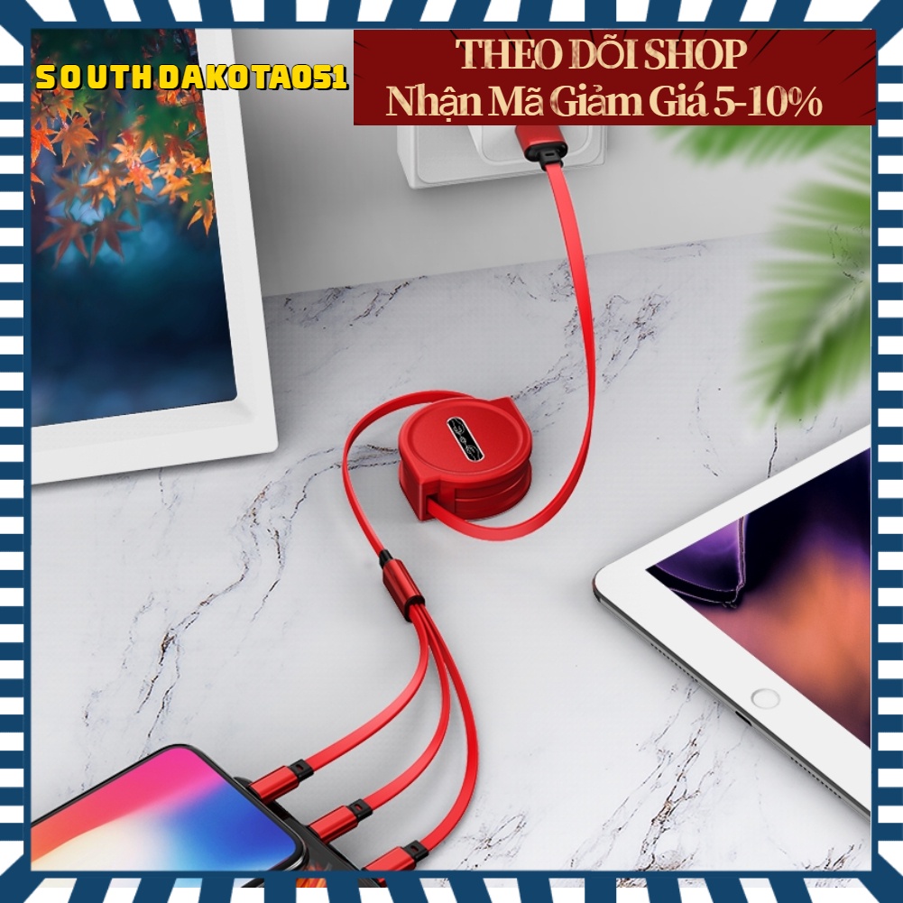 Hàng Sẵn Cáp Sạc Nhanh 3 Trong 1 Có Thể Thu Lại Tiện Dụng Bộ Sạc Nhanh Cổng USB Type C Hiệu Dành Cho HUAWEI【Southdakota051】