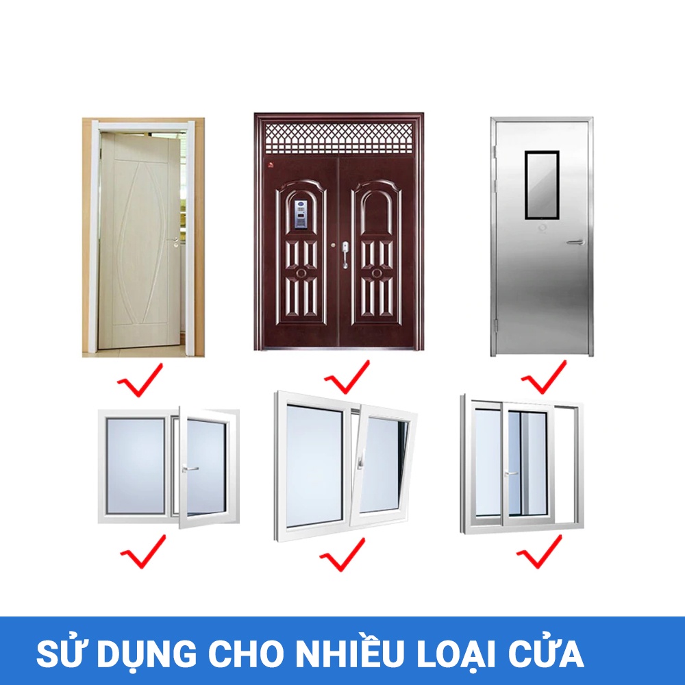 Cuộn 10 mét (sợi đơn) ron dán khung cửa đi, cửa sổ CTFAST: giảm tiếng ồn va đập, ngăn bụi, côn trùng