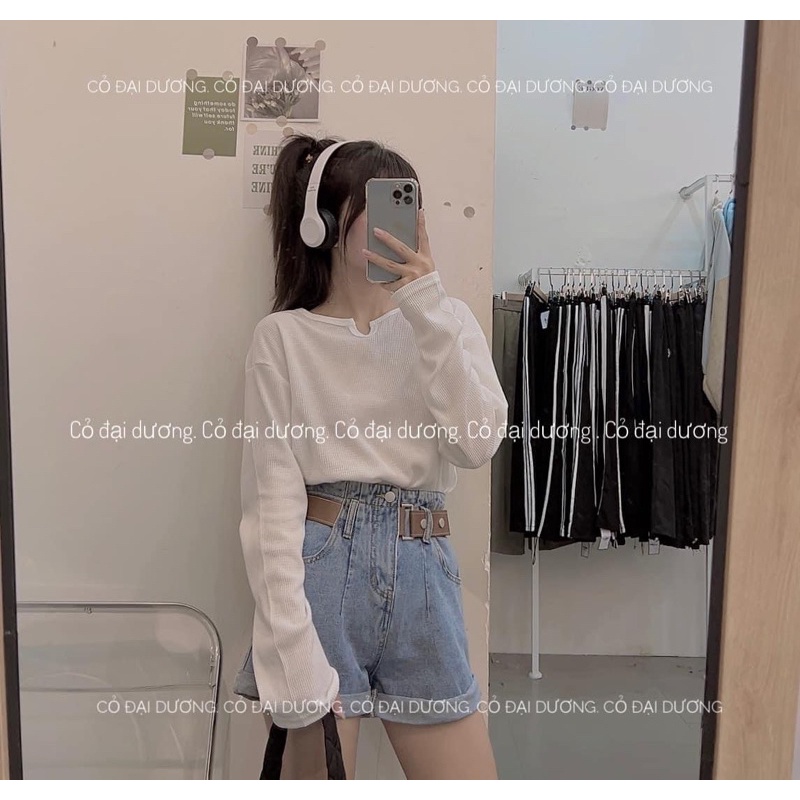 Áo sần ô dài tay 5820