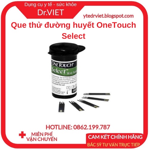 Que Thử Đường Huyết OneTouch Select LIFESCAN - Sử dụng công nghệ cảm ứng điện cực, chính xác - Hộp 10 que - Drviet