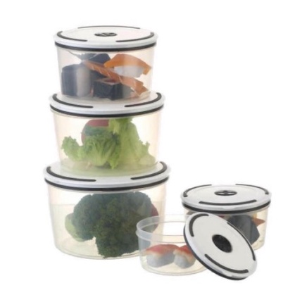 Set 5 Hộp Lạnh Tròn Trắng Đựng Thực Phẩm