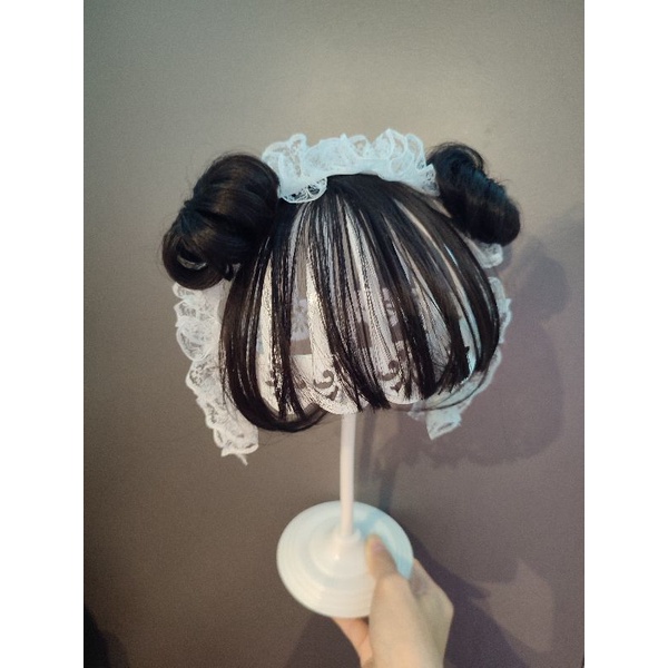 Cài tóc ren trắng kèm búi tóc cho bé