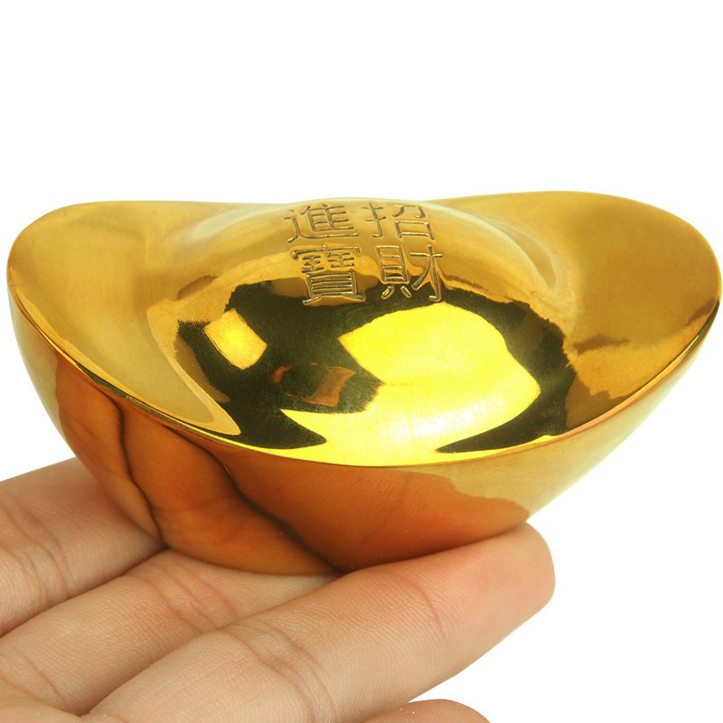 Nén vàng nguyên bảo bằng đồng thau phong thủy Hồng Thắng