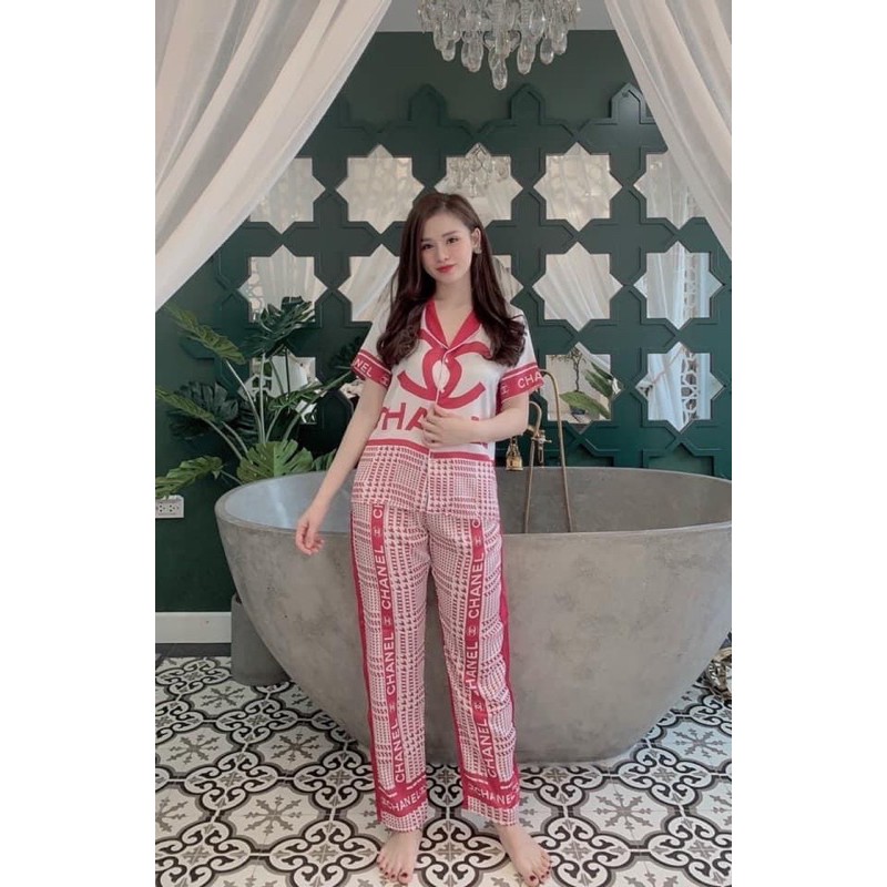 Đồ Bộ Pijama Satin Lụa Hình X Tay Cộc