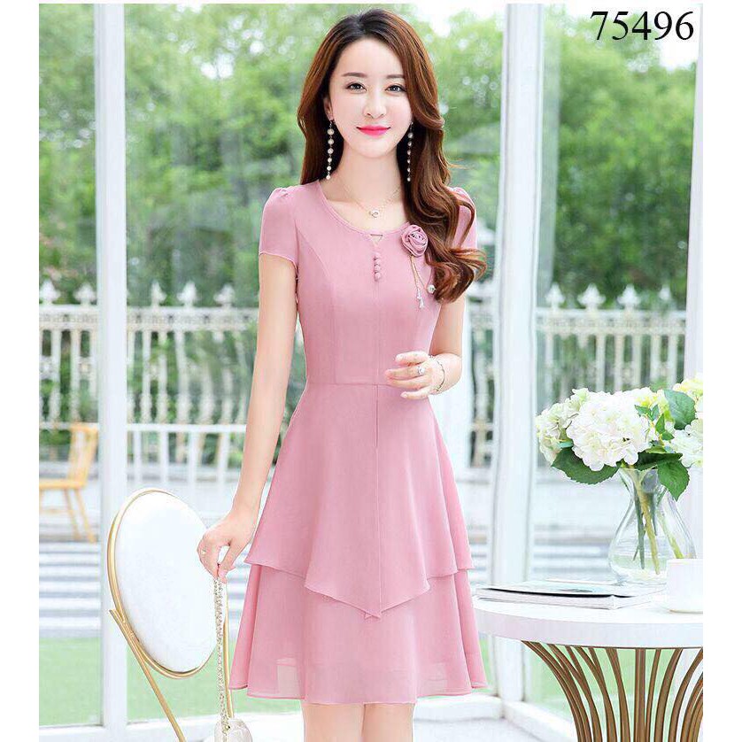 ĐẦM XÒE VOAN DỰ TIỆC KÈM HOA SIÊU XINH