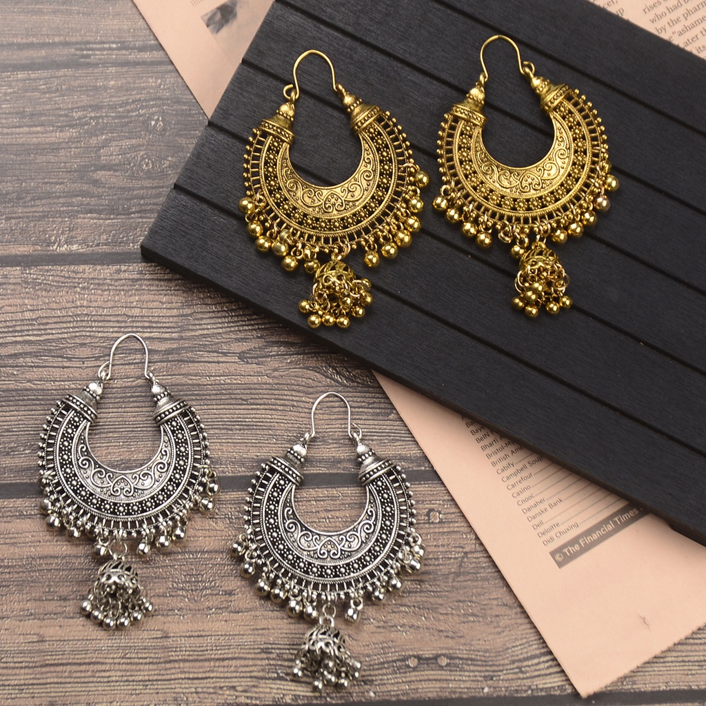 Bông tai tây tạng thả dài phong cách đôn hoàng boho cosplay cổ phục mông cổ ba tư