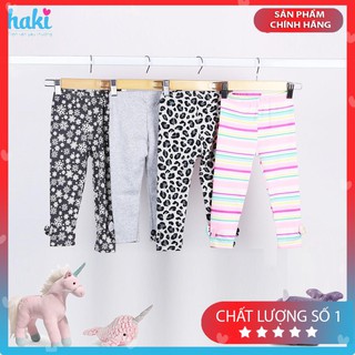 Quần legging dài bé gái vải cotton -Haki