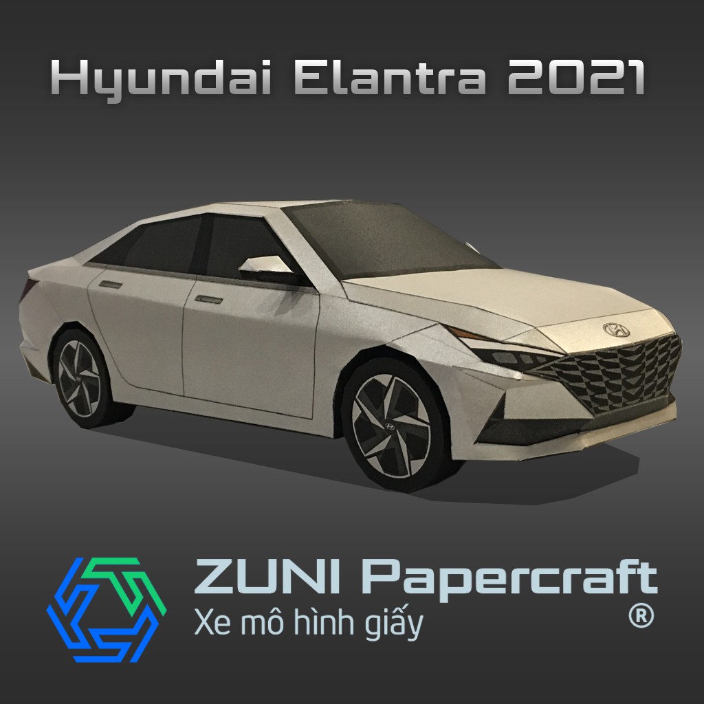 Bộ KIT Xe mô hình giấy Hyundai Elantra 2021 của ZUNI Papercraft