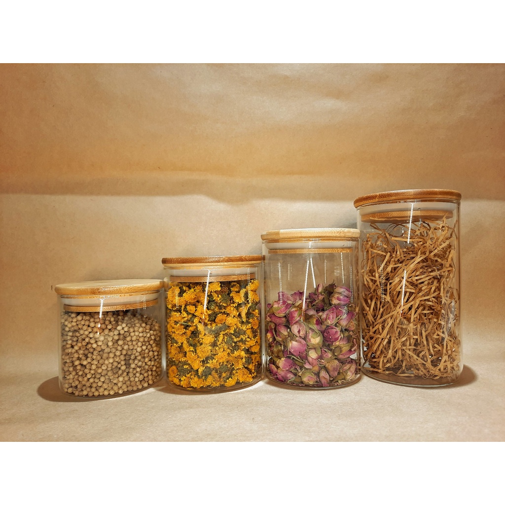 Lọ thủy tinh nắp gỗ tre 350ml/450ml/550ml/700ml/750ml/950ml