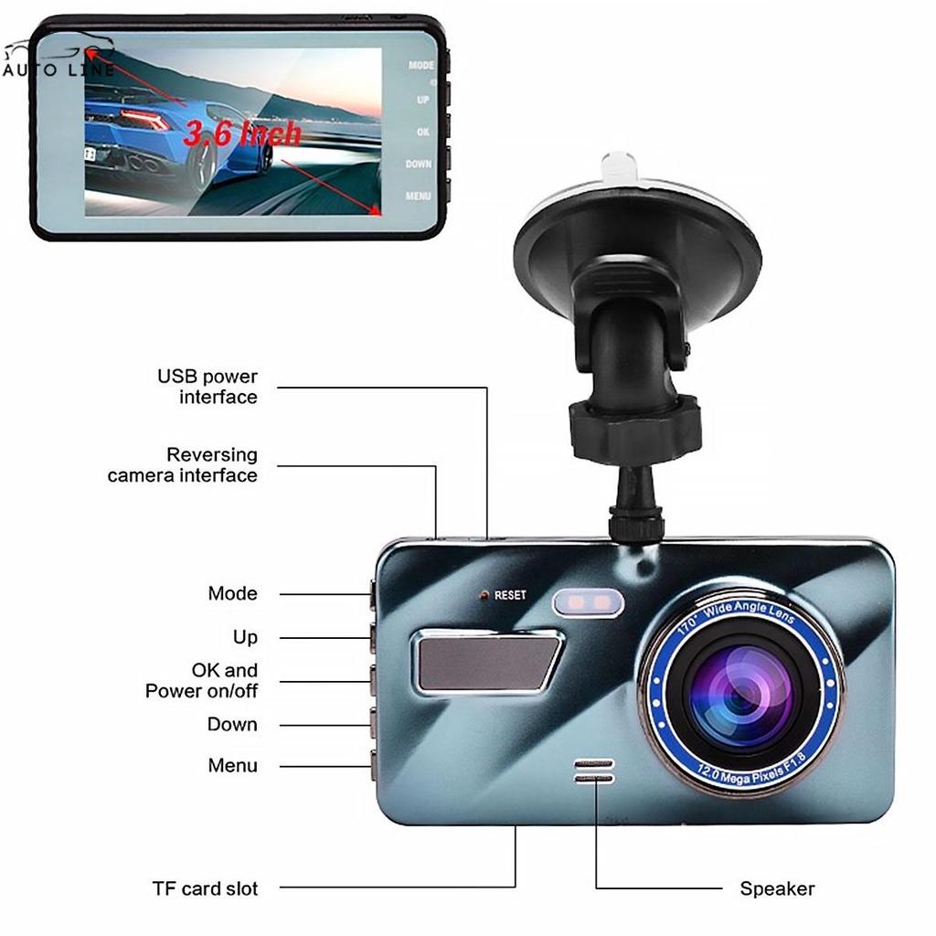Camera Hành Trình Hai Camera Trước Và Sau 1080P FHD Màn Hình 4 &quot;IPS Với Cảm Biến Trọng Lực SHOPCYC8826