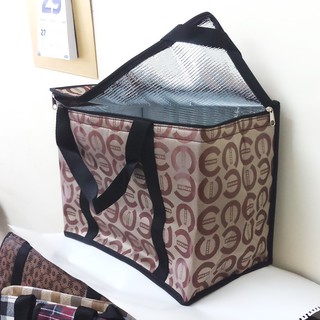 túi giữ nhiệt loại lớn hình hộp ngoài là vải bố dầy 38x22cm cao 30cm quai vòng đáy. tx90dv