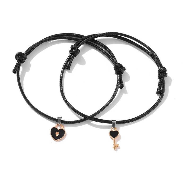 Creative Small Key Love Couple Simple Korean Bracelet Black Bracelet Retro Gift Girlfriend Bracelet