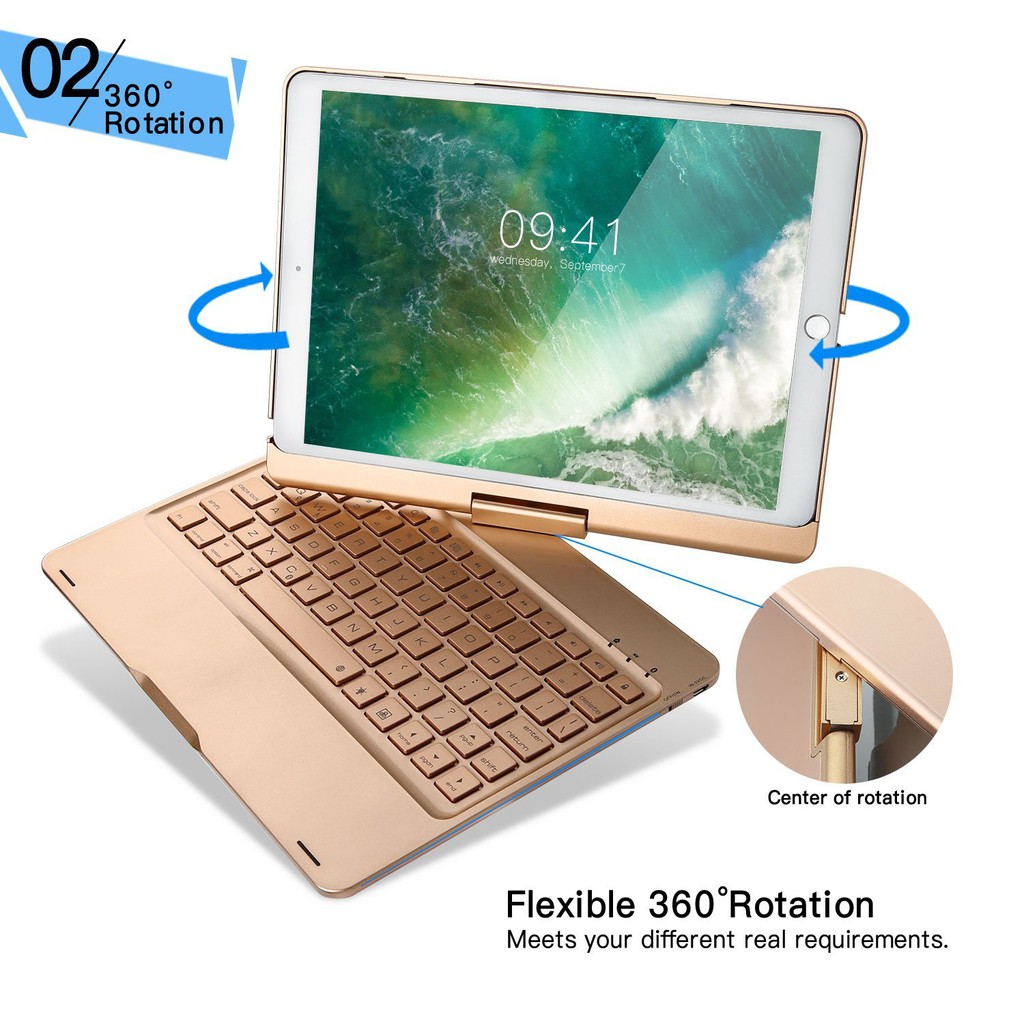 Bàn phím Bluetooth không dây F360 for iPad Pro 10.5 có 7 màu đèn - H_Shop_VN