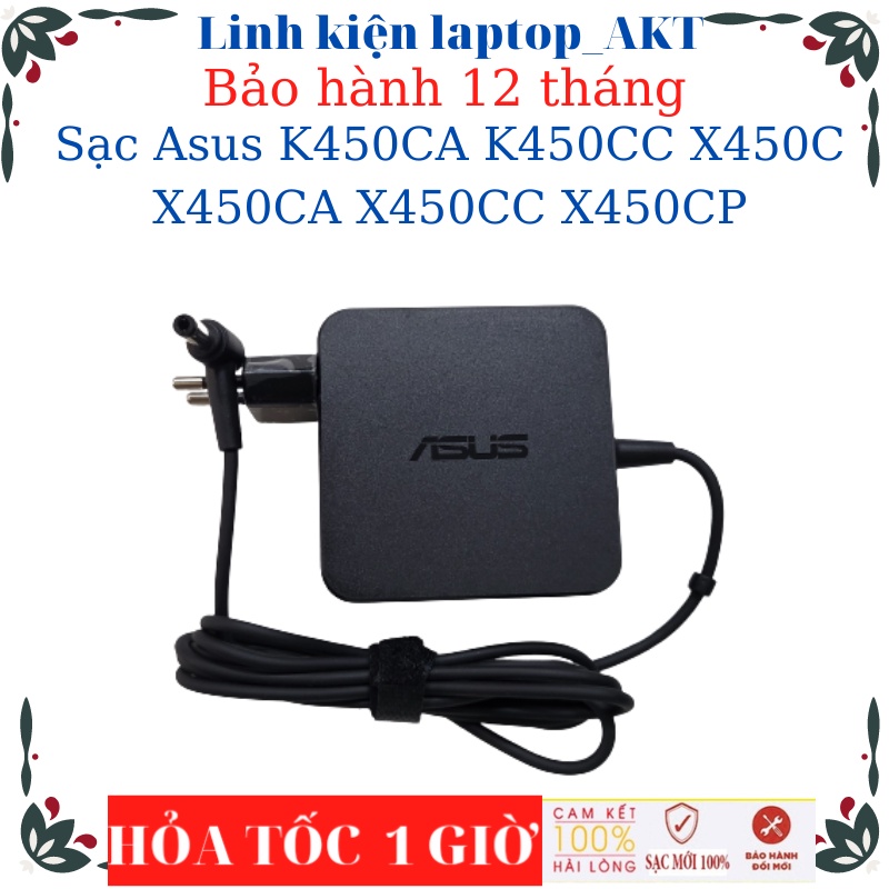 Sạc  Asus X455L K450CA K450CC X450C X450CA X450CC X450CP-Sạc Asus 19v-2.37A/3.42A-45W/65W vuông, chữ nhật chân thường