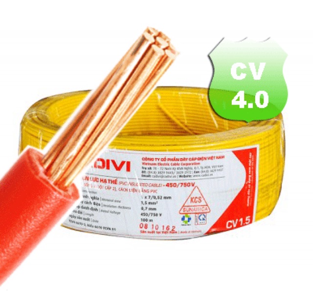 Dây cáp điện đơn CADIVI CV 1.25 ~ 8.0 ( giá 1 mét)