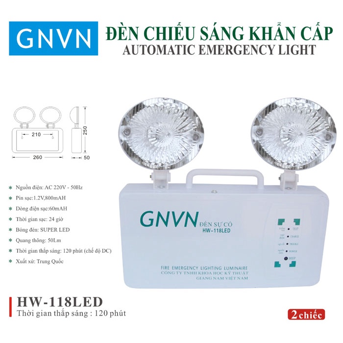 Đèn chiếu sáng sự cố duy trì 120ph GNVN HW-118LED