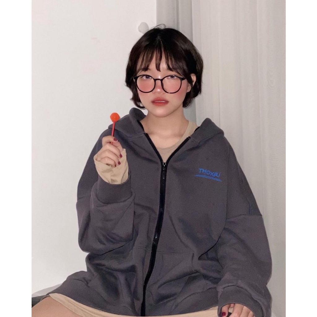 Áo Khoác Dây Kéo THOXRI Form Rộng Nỉ Bông Dày Dặn Ulzzang Unisex