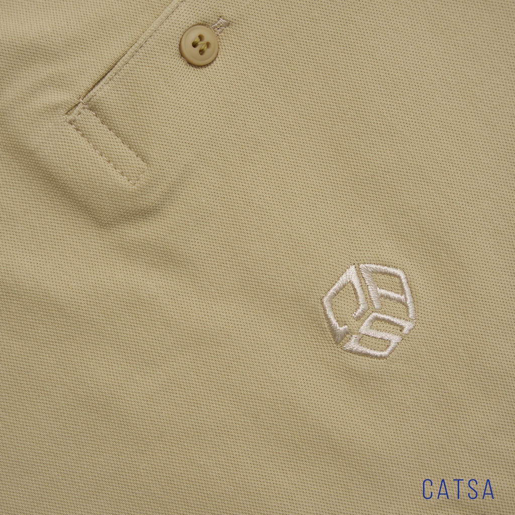 Áo thun Polo nam cổ bẻ màu be in logo CATSA thun Cotton cao cấp, sang trọng CATSA ATP298
