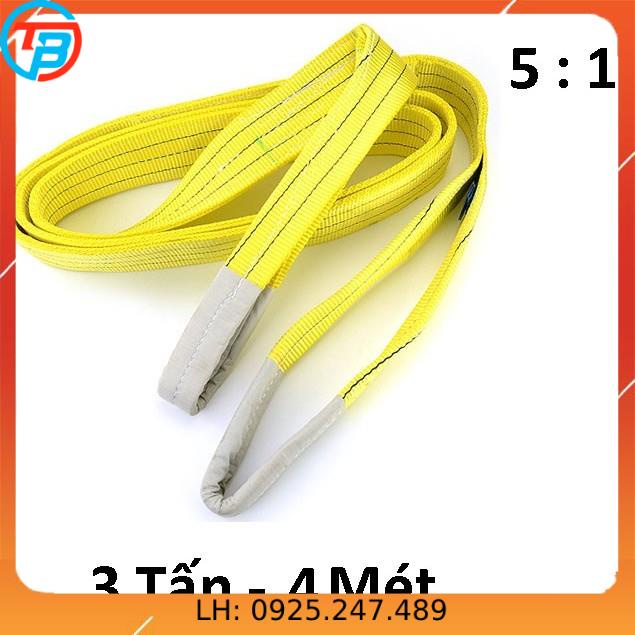 Dây cáp vải cẩu hàng 3 Tấn - bản 75mm - Hệ số 5:1 - 4 Mét CÁP THÉP Thái Bình VinàN