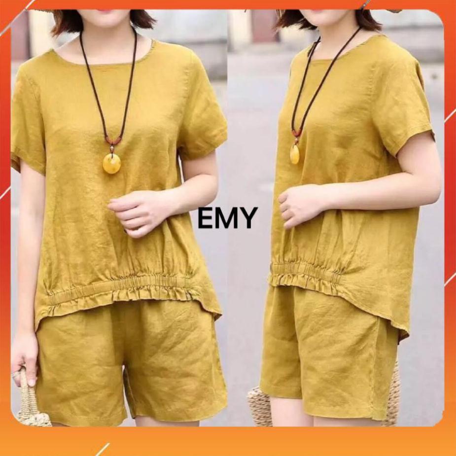 Bộ đồ nữ mặc nhà chất vải linen cao cấp phù hợp mọi lứa tuổi