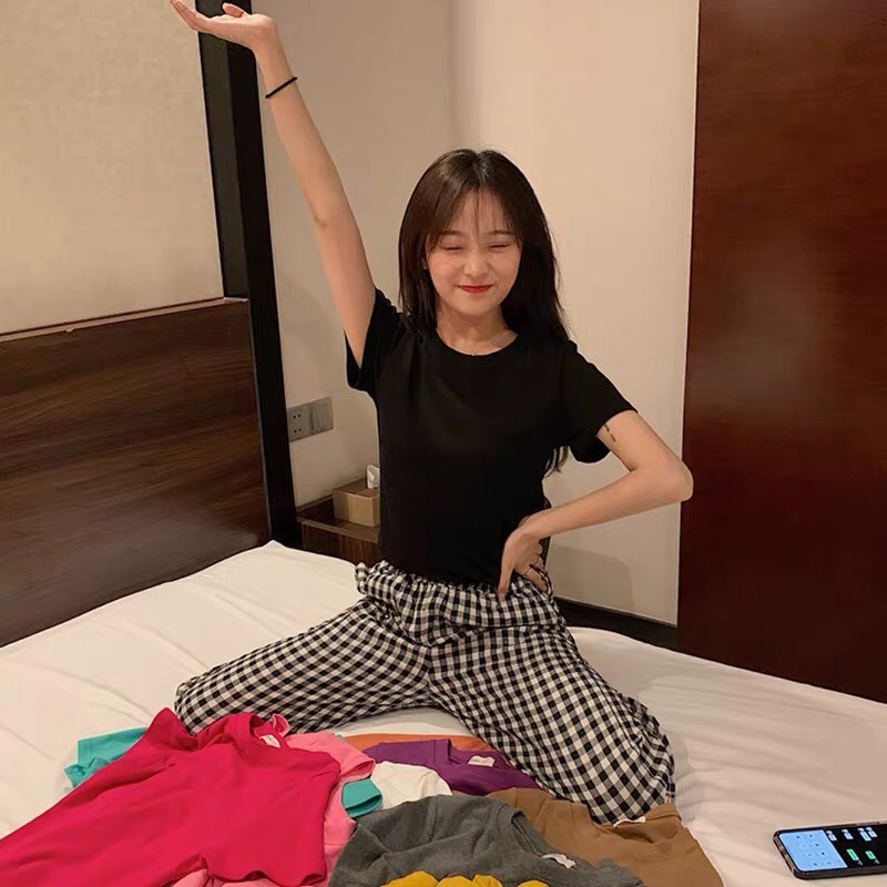 Áo thun nữ tay ngắn coton Trơn phông thời trang ulzzang Wind | BigBuy360 - bigbuy360.vn