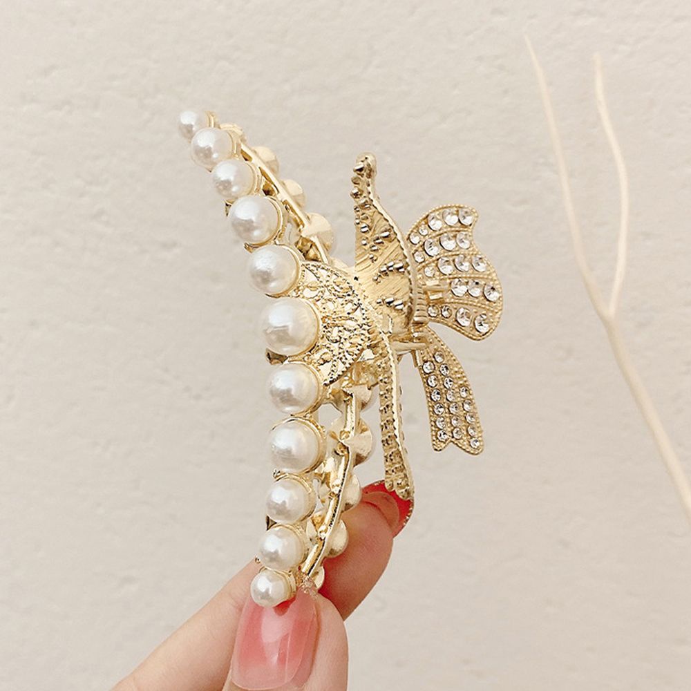 Kẹp tóc hình bướm phối ngọc trai thời trang xinh xắn cho nữ