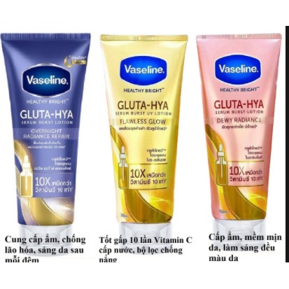 Sữa Dưỡng Thể Vaseline 10X Trắng Da, Mờ Thâm Đều Màu Da Vaseline Healthy Bright Gluta-Hya Serum Burst 330ml