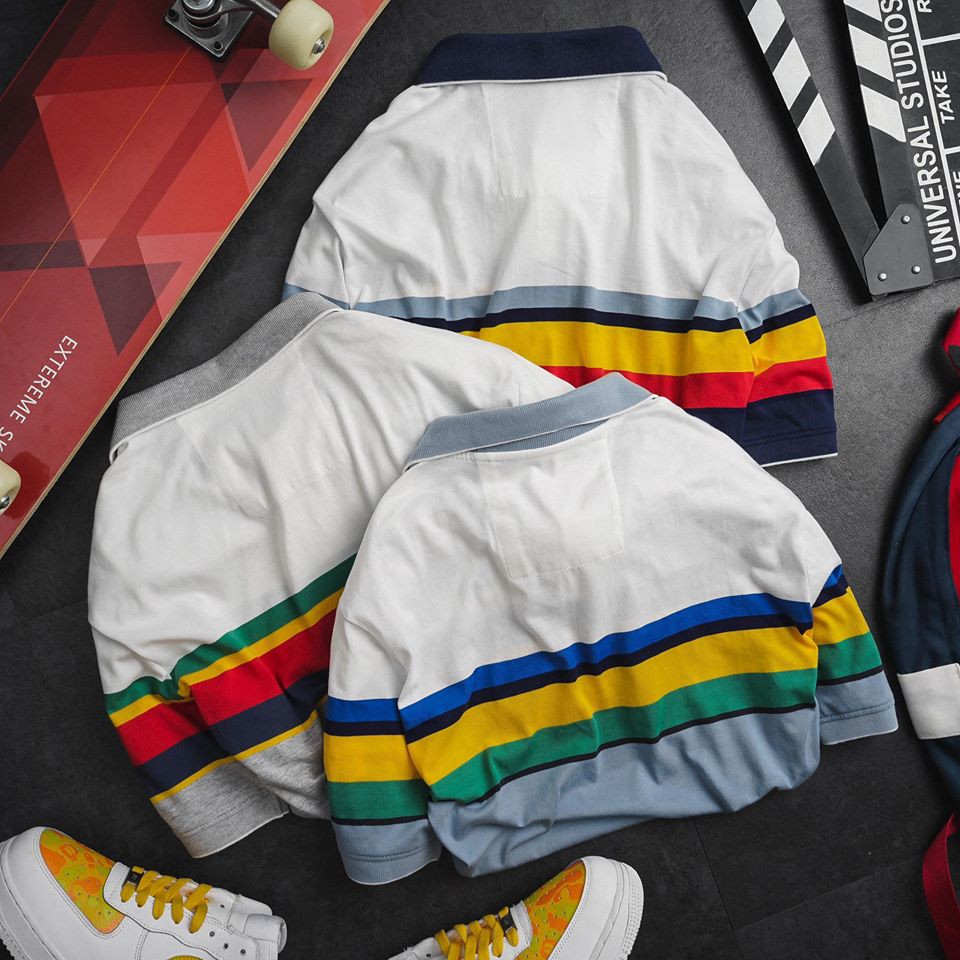 POCKSN Áo thun có cổ Ci.Key.Jean phối sọc ngang xin đẹp đẹpcháyhàng cá tính cực đẹp diện vào là có bạn gái