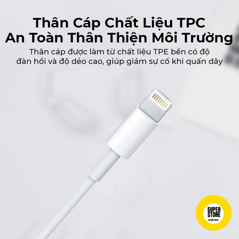 [Bền Bỉ] Combo bộ sạc - cáp sạc lightning cho iphone không kén máy không báo lỗi, truyền dữ liệu nhanh cho iphone