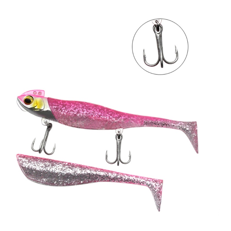 QQ Bộ Mồi Câu Cá Giả Hình Chữ T Bằng PVC Mềm Phản Quang