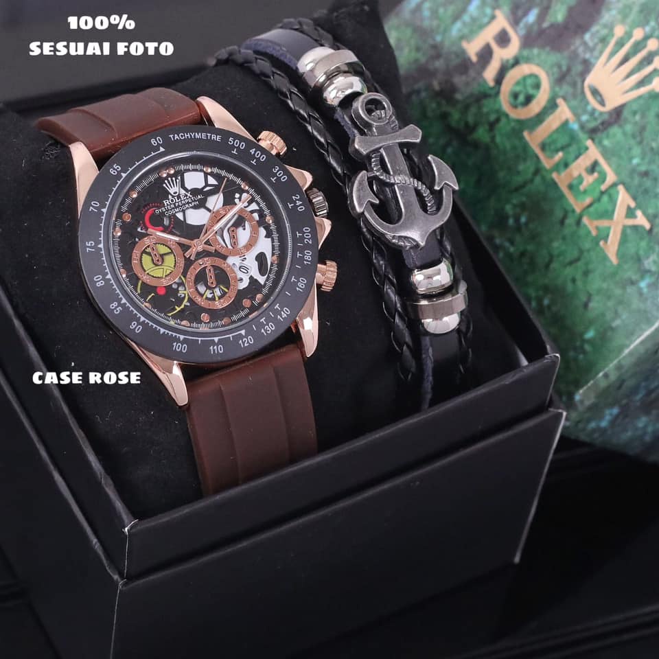 Mới Nhất Đồng Hồ Thời Trang / Đồng Hồ ROLEX Cao Su Không Cần Trang Trí Vòng Đeo Tay 4.5CM (Hộp Đựng)
