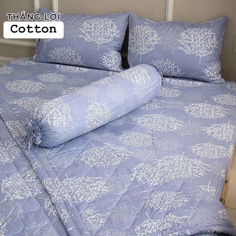 Drap cotton 100% , ga trải giường cao cấp chuẩn LOGO CTY mẫu hoa tuyết trắng