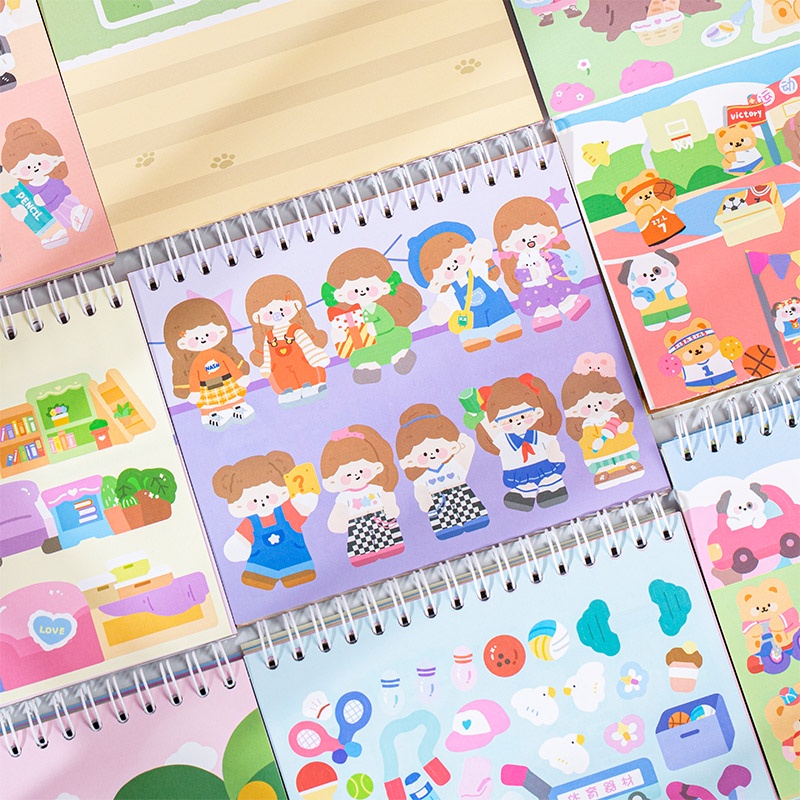 Bộ 30 Sticker Dán Trang Trí Sổ Hình Cô Gái Hoạt Hình 4 Kiểu Khác Nhau