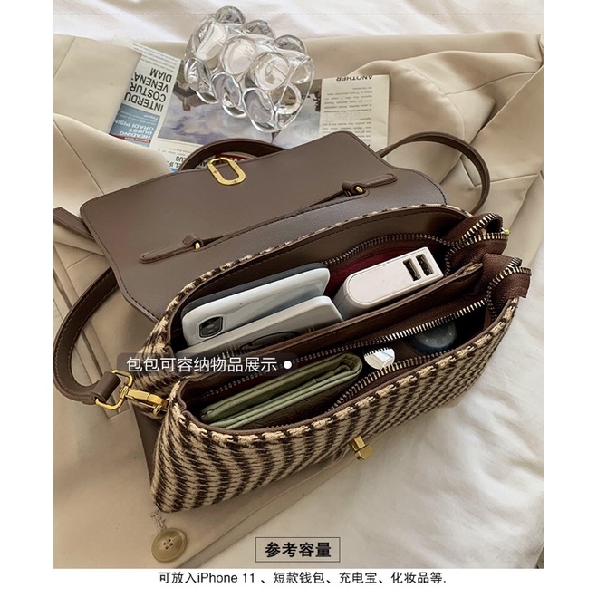 Túi xách nữ túi đeo chéo thời trang phối dạ kẻ phong cách Hàn Quốc Siêu Đẹp