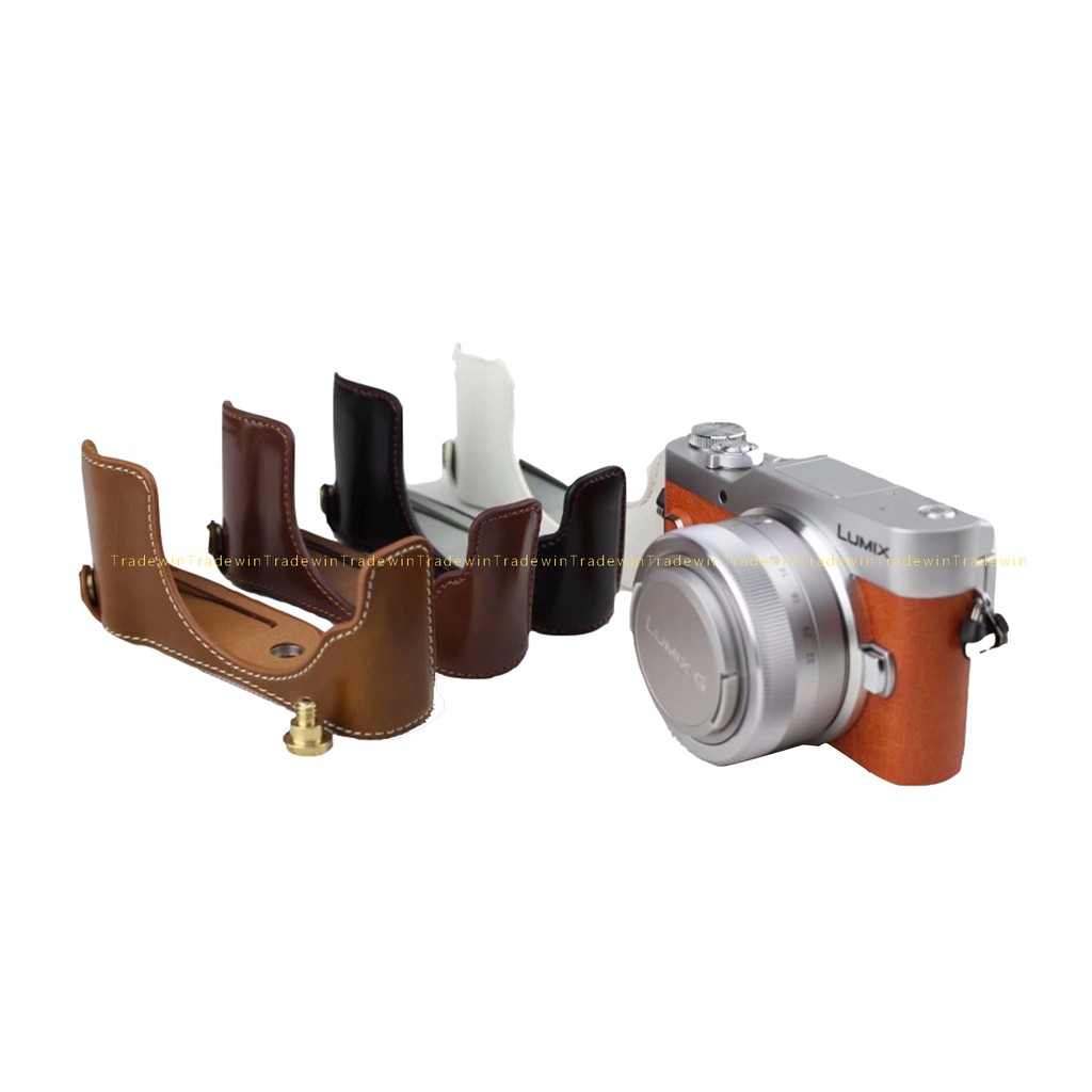 Ốp lưng nửa thân máy ảnh PU cho Panasonic GF10 GF9 GF8 GF7 có dây đeo tay
