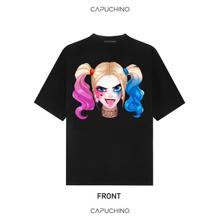 Áo Thun Hai Màu Đen Trắng in Hình Harley Quinn Unisex