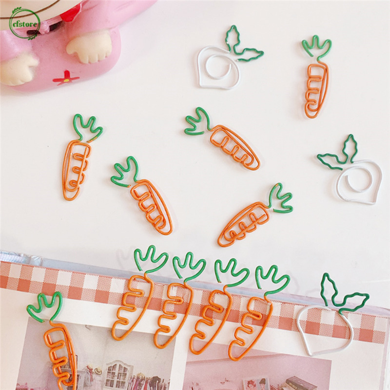 CF Carrot Shaped Metal Paper Clip Kawaii Bookmark Colour Vegetables Creative Cute Cartoon Office Student Supplies