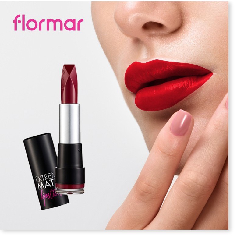 [Mã giảm giá mỹ phẩm chính hãng] Son Môi Lì Flormar Extreme Matte Lipstick Màu 004 Red Carpet